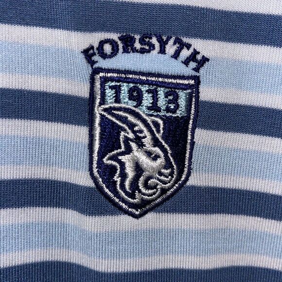 Peter Millar Seaside Wash Blue White Stripe Forsyth 1913 Golf Club Polo Shirt XL - Picture 5 of 7